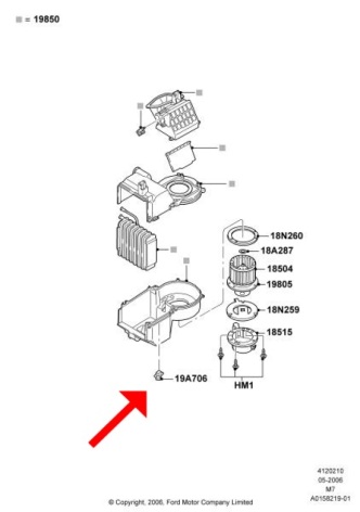 Where is the blower resistor located on a 2007 ford escape - 1